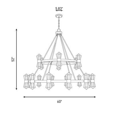 12 Light LED Chandelier, Matte Black