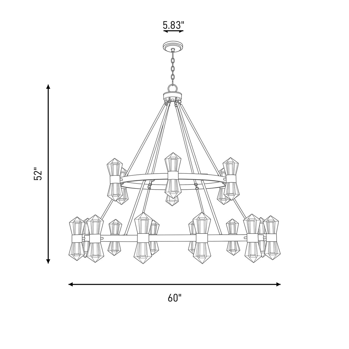 12 Light LED Chandelier, Matte Black