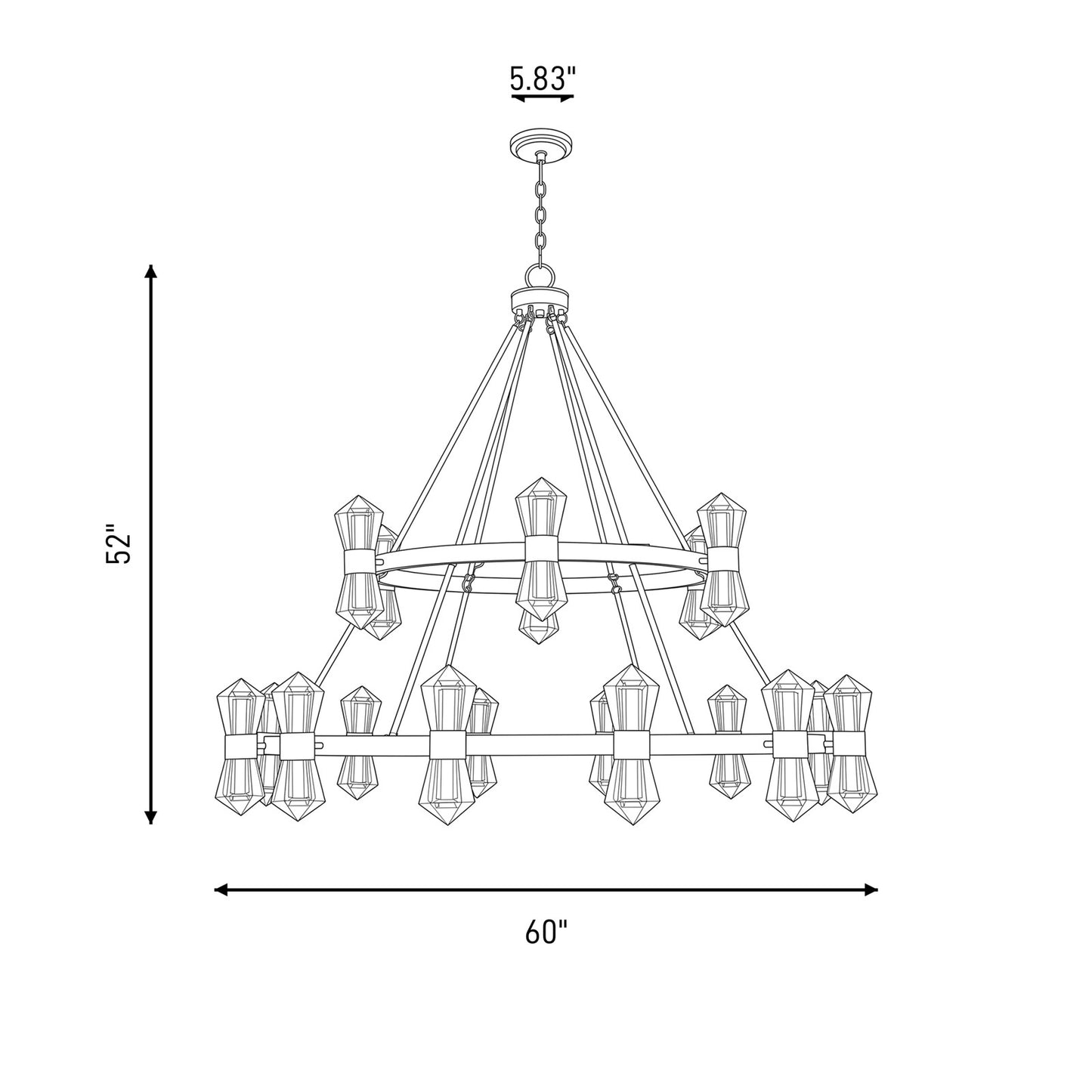 12 Light LED Chandelier, Matte Black