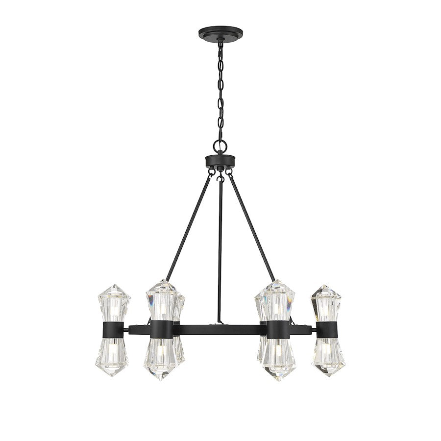 12 Light LED Chandelier, Matte Black