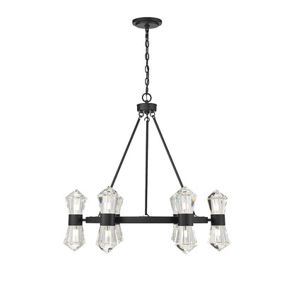 12 Light LED Chandelier, Matte Black