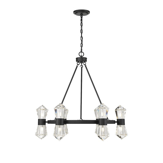 12 Light LED Chandelier, Matte Black