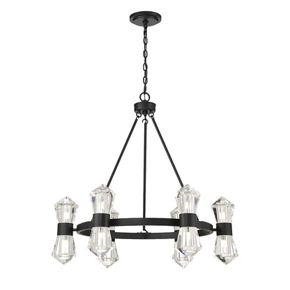 12 Light LED Chandelier, Matte Black