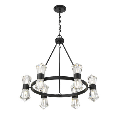 12 Light LED Chandelier, Matte Black