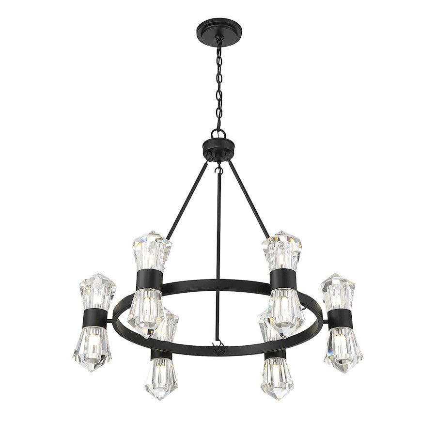 12 Light LED Chandelier, Matte Black