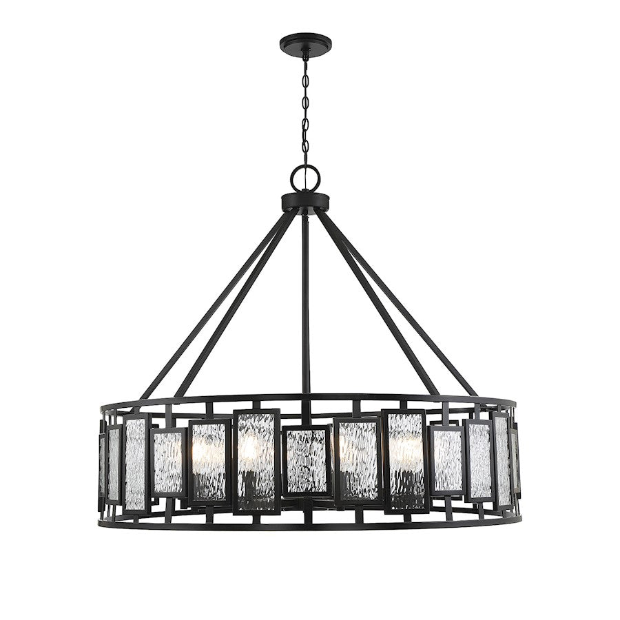 10 Light Chandelier, Matte Black