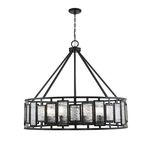 10 Light Chandelier, Matte Black