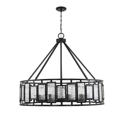 10 Light Chandelier, Matte Black