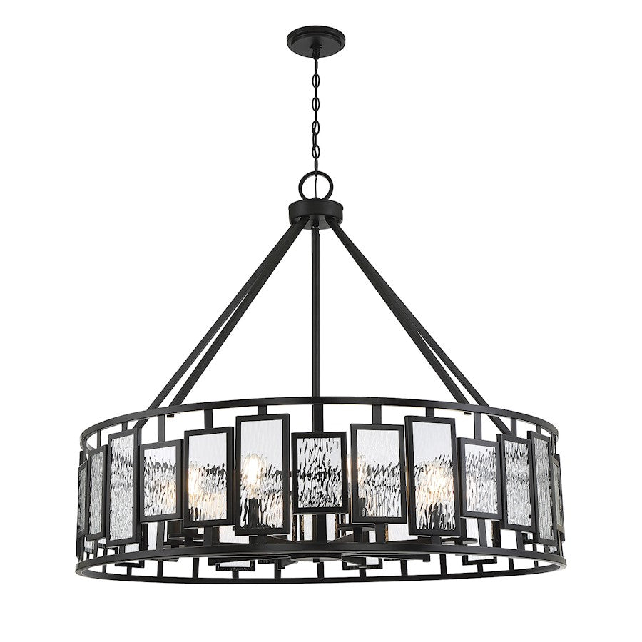 10 Light Chandelier, Matte Black