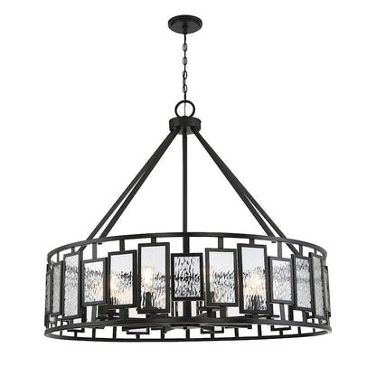 10 Light Chandelier, Matte Black