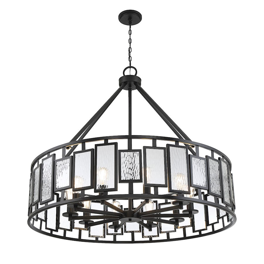 10 Light Chandelier, Matte Black