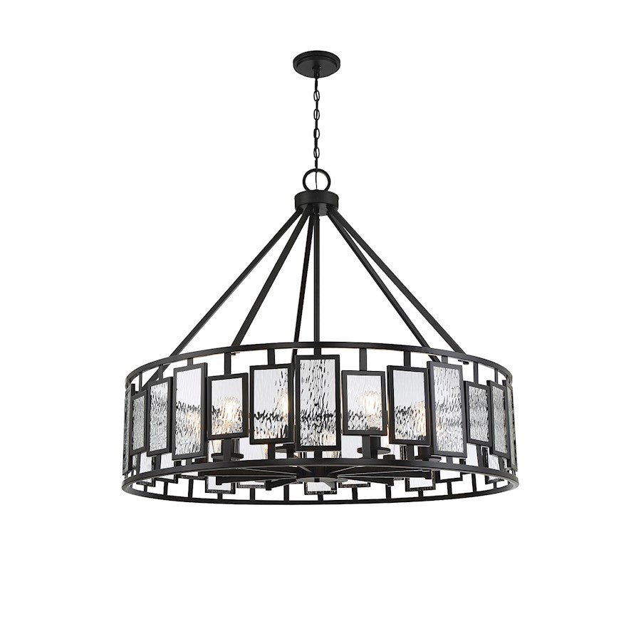 10 Light Chandelier, Matte Black