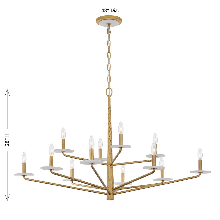 Savoy House Judi 12 Lt Chandelier, Distressed Gold