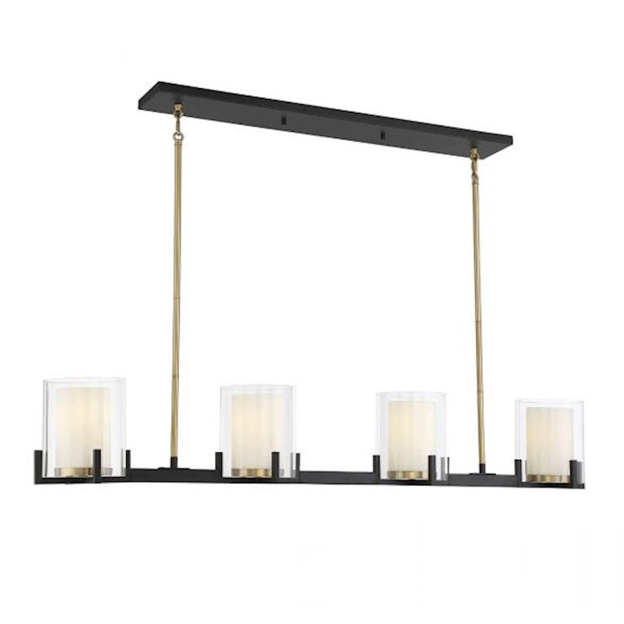 Savoy House Eaton 4Lt Linear Chandelier, Black/Brass - 1-1982-4-143