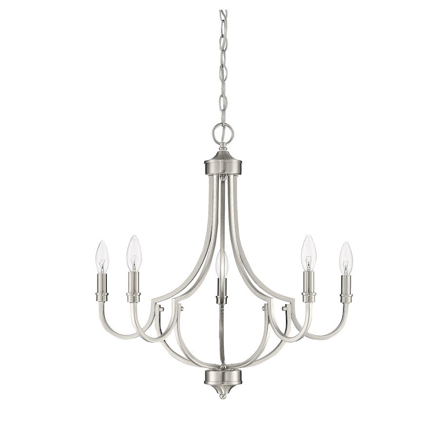 5 Light Chandelier, Satin Nickel