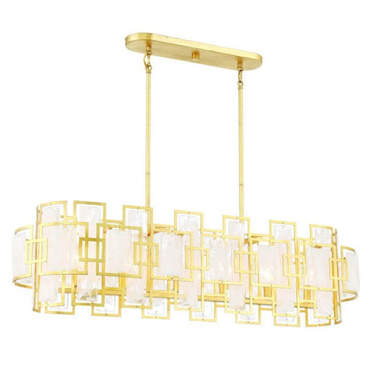 6 Light Linear Chandelier, True Gold