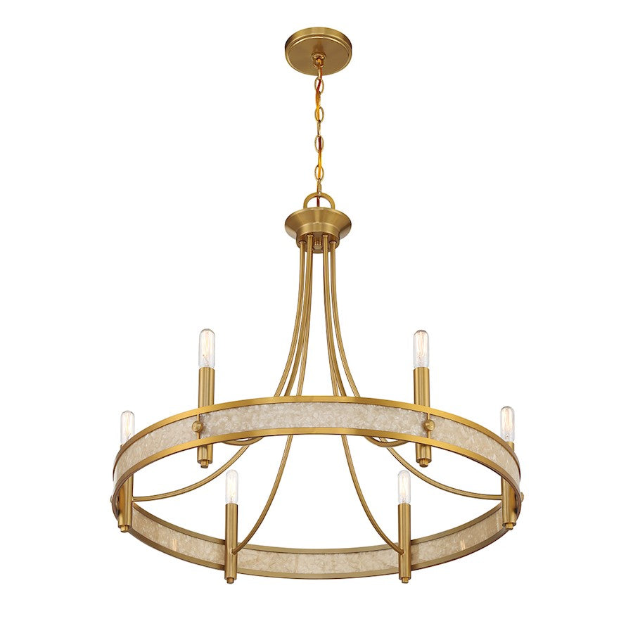 6 Light Chandelier, Warm Brass