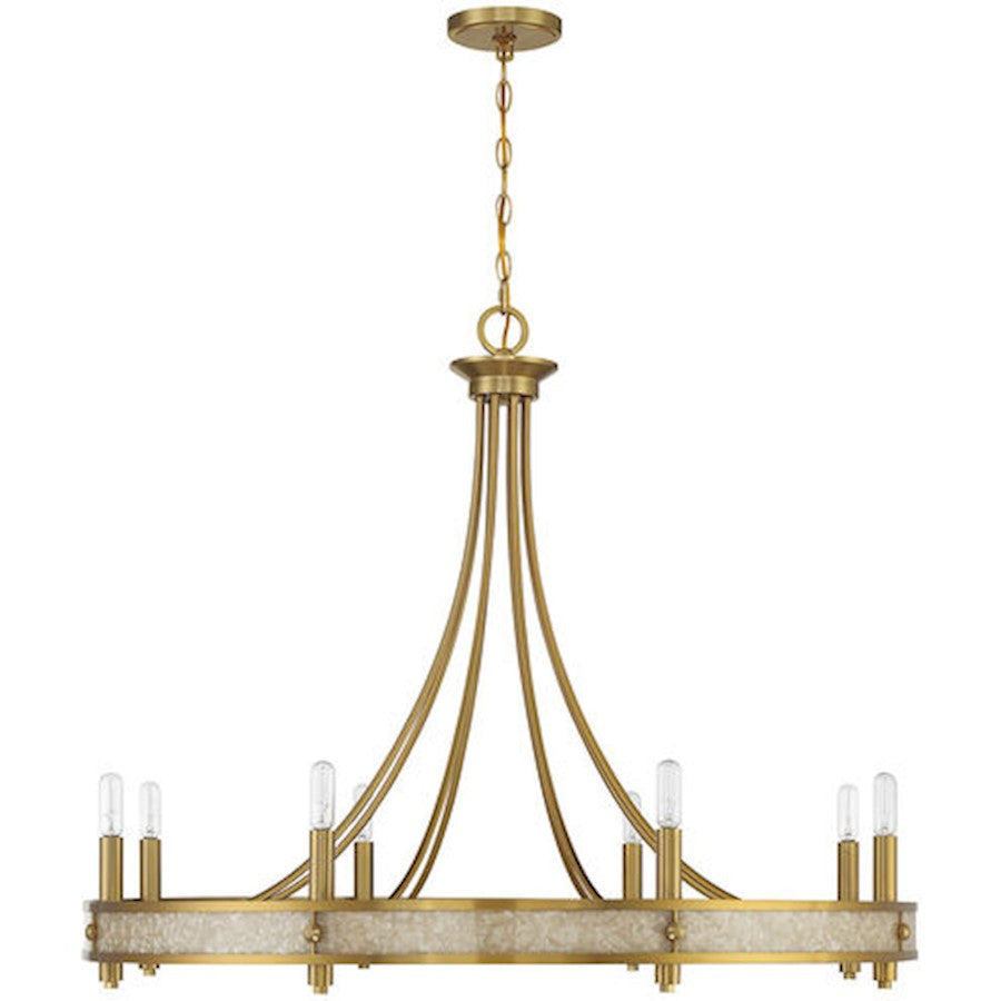 8 Light Chandelier, Warm Brass