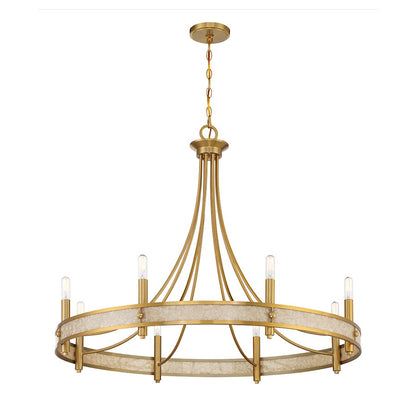 8 Light Chandelier, Warm Brass