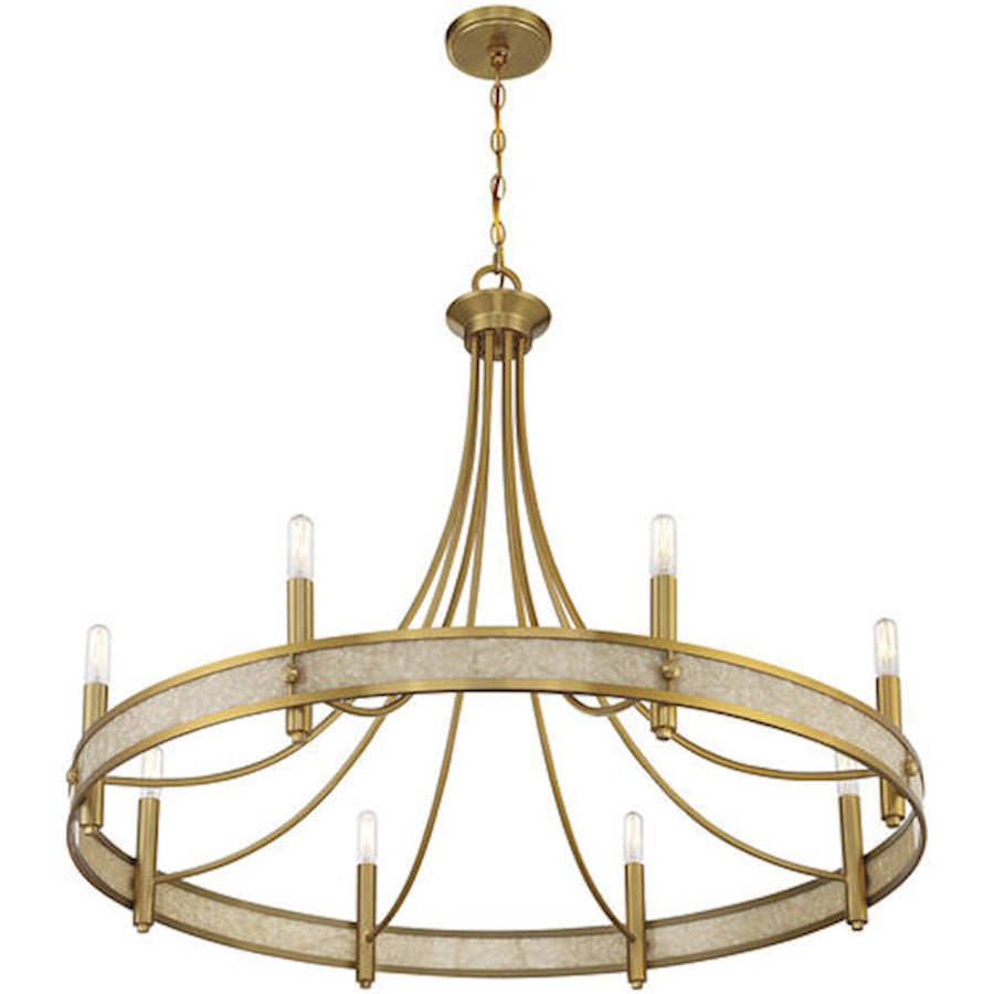 8 Light Chandelier, Warm Brass