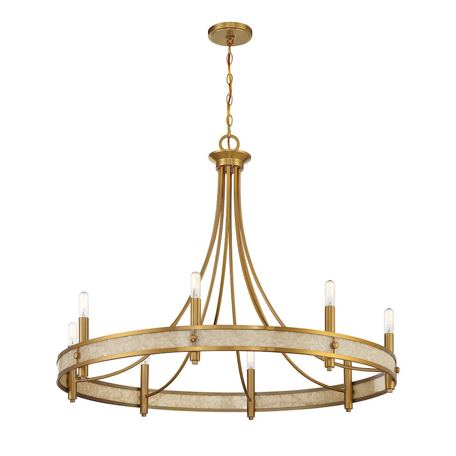 8 Light Chandelier, Warm Brass