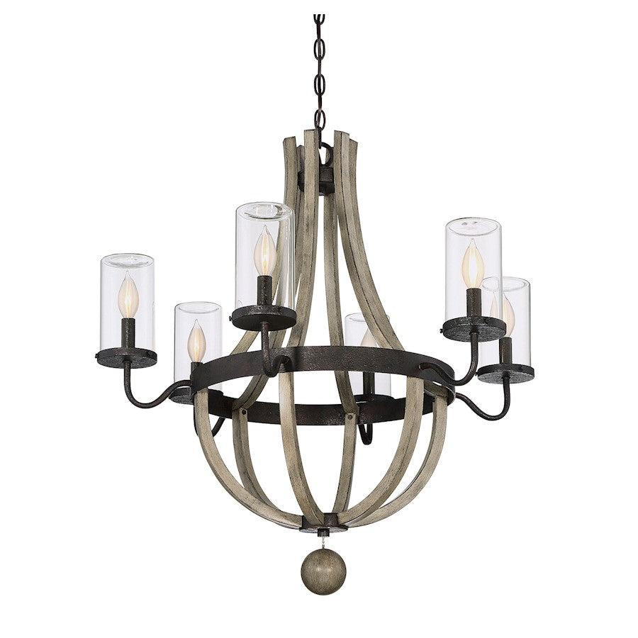 6 Light Outdoor Chandelier, Weathervane