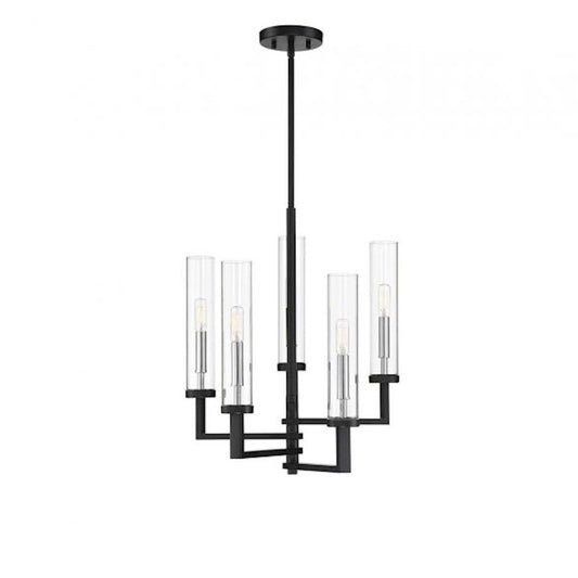 Savoy House Folsom 5Lt Adjustable Chandelier, Black/ Chrome - 1-2135-5-67