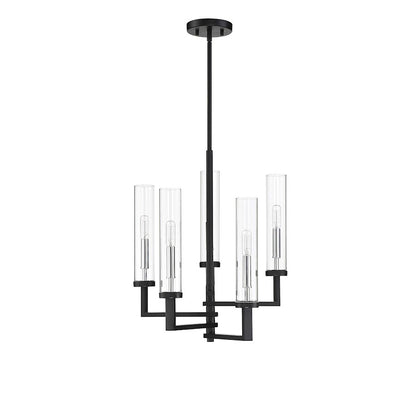 5 Light Adjustable Chandelier, Black