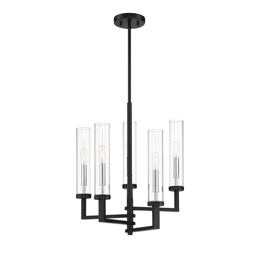 5 Light Adjustable Chandelier, Black