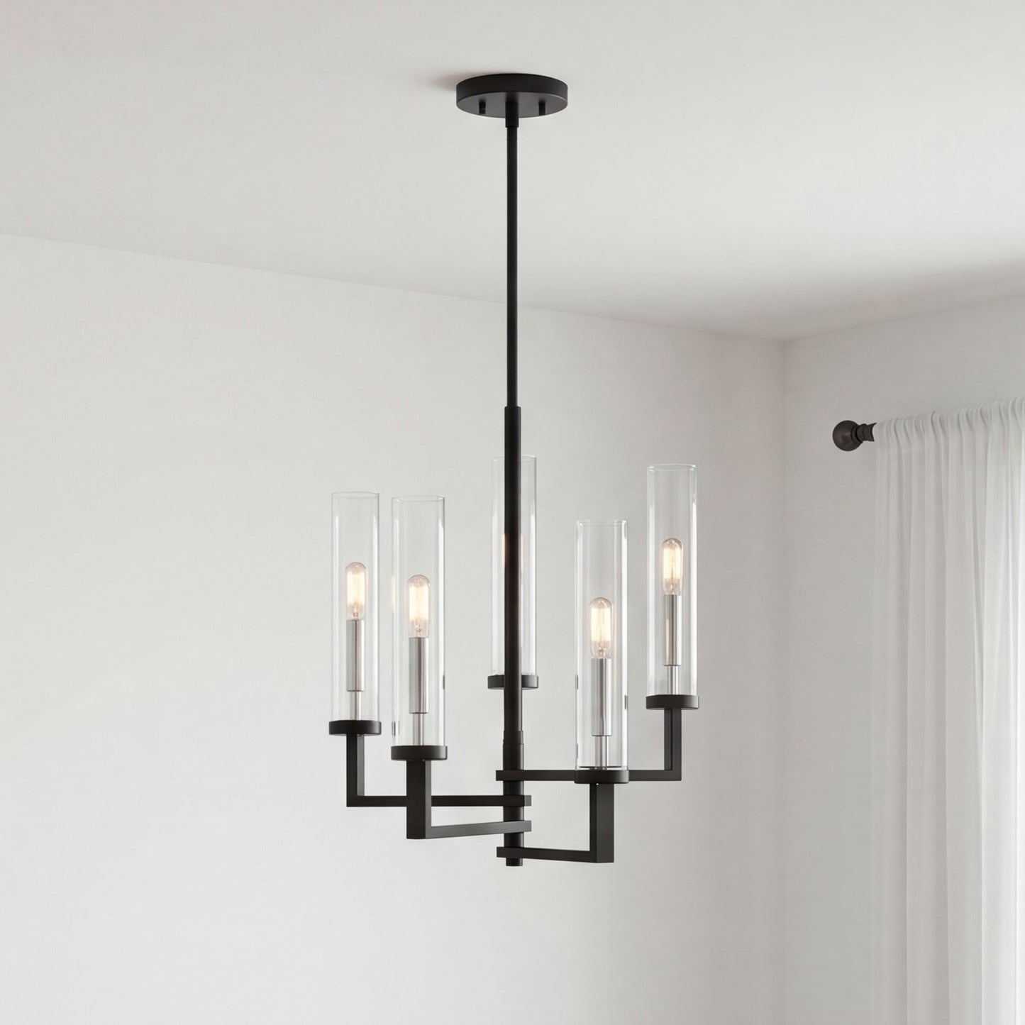 5 Light Adjustable Chandelier, Black