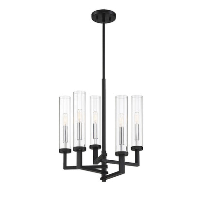 5 Light Adjustable Chandelier, Black