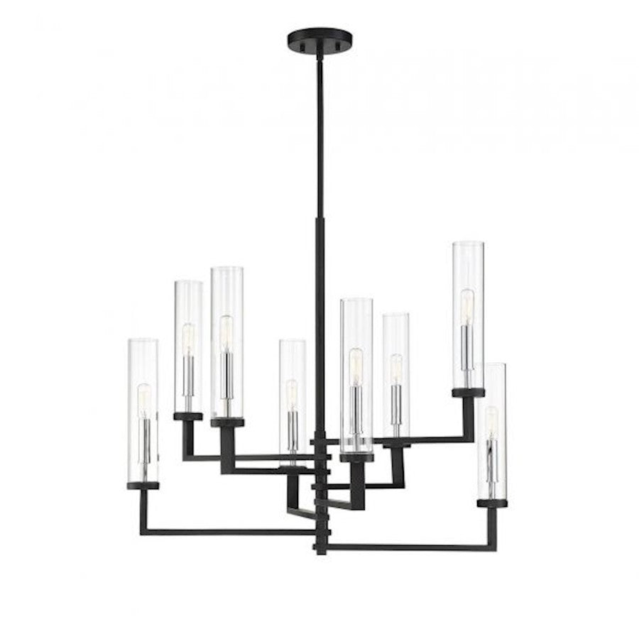 8 Light Adjustable Chandelier, Black
