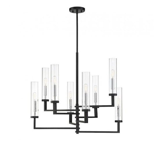 8 Light Adjustable Chandelier, Black