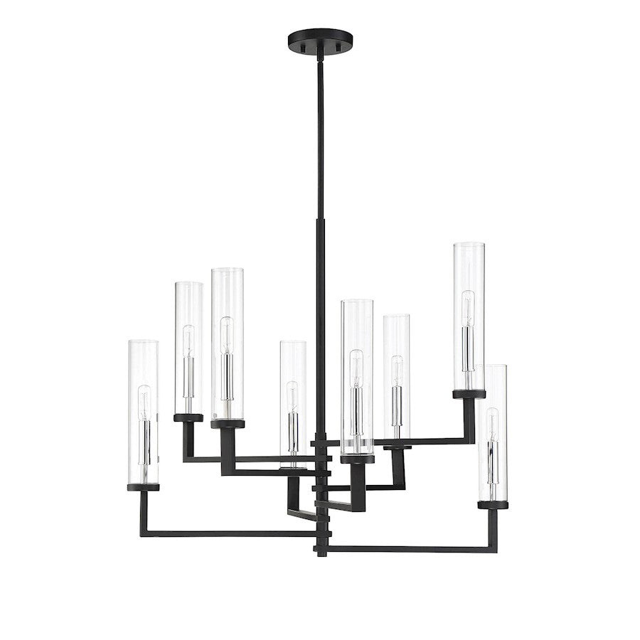 8 Light Adjustable Chandelier, Black