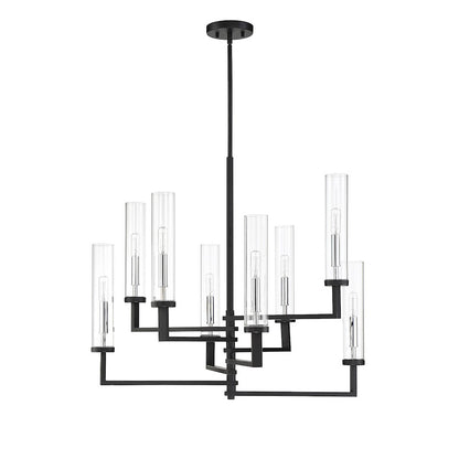 8 Light Adjustable Chandelier, Black