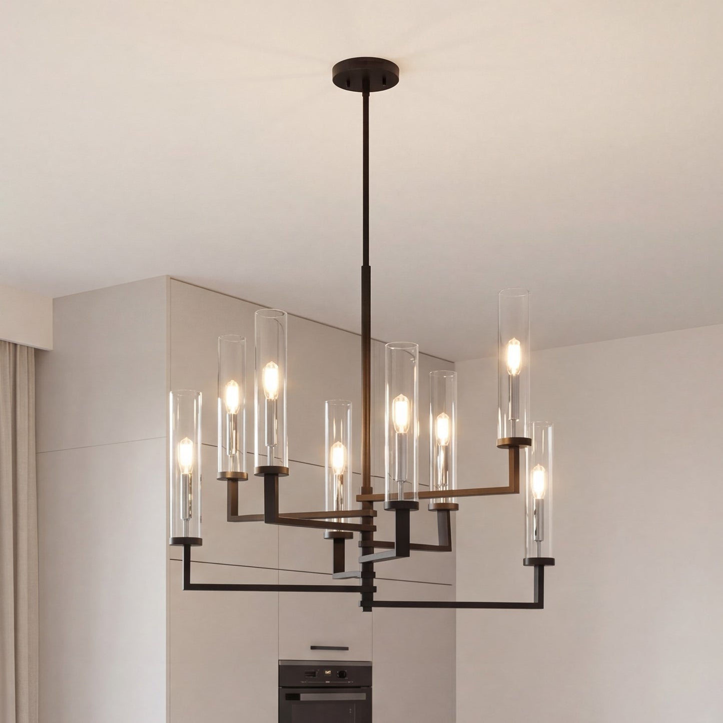 8 Light Adjustable Chandelier, Black