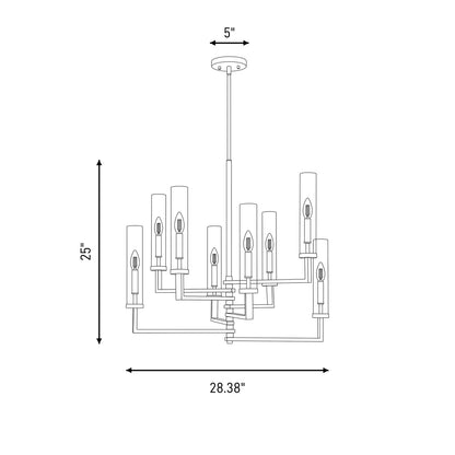 8 Light Adjustable Chandelier, Black