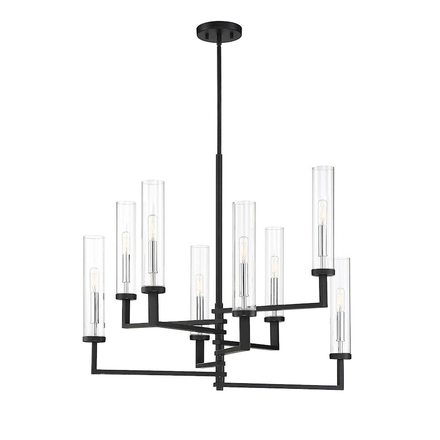 8 Light Adjustable Chandelier, Black