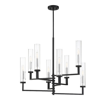 8 Light Adjustable Chandelier, Black