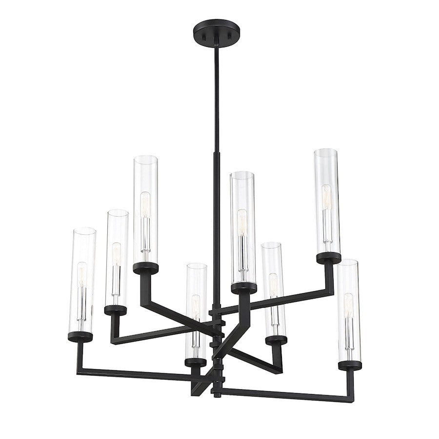 8 Light Adjustable Chandelier, Black