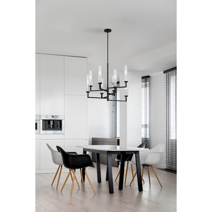 8 Light Adjustable Chandelier, Black