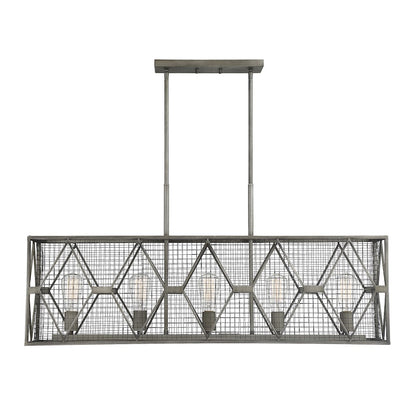 5 Light Linear Chandelier, Smoke