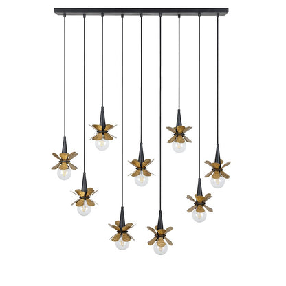 9 Light Linear Chandelier, Black