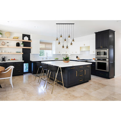 9 Light Linear Chandelier, Black