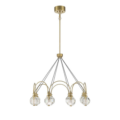 8 Light LED Chandelier, Warm Brass