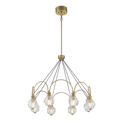 8 Light LED Chandelier, Warm Brass