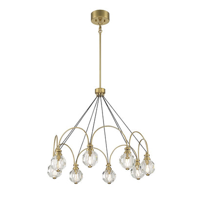 8 Light LED Chandelier, Warm Brass