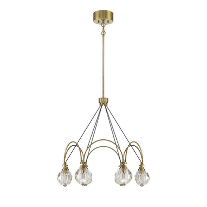 6 Light LED Chandelier, Warm Brass