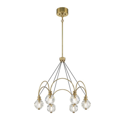 6 Light LED Chandelier, Warm Brass