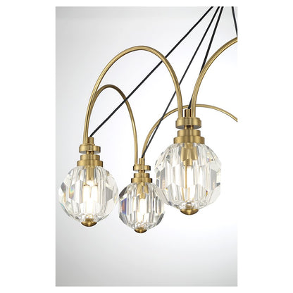 6 Light LED Chandelier, Warm Brass